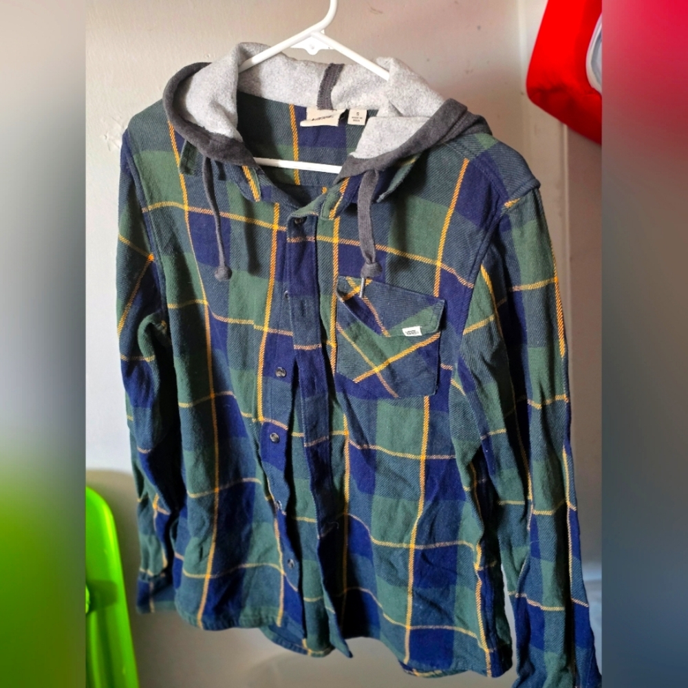 Vans Men's Small Flannel Hooded Shirt Jacket